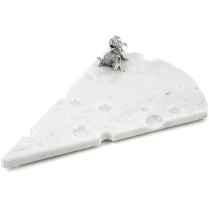 Board for cheese "Mouse feast" made of marble, with silver